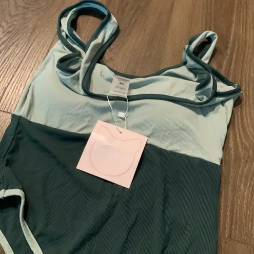Kittenish Two-Toned Green One Piece Swimsuit size M (NWT)