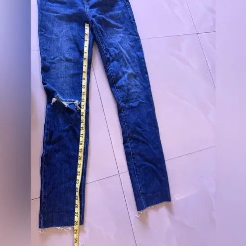 Pistola baggy jeans, dark denim, distressed high waist zip bottom size 23