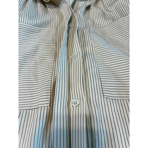 Aureum the Label Puff Sleeve Collared Mini Dress Neutral Beige Ruffle Small Tan