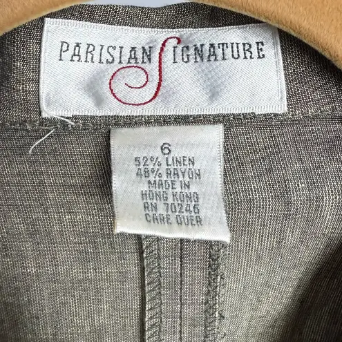 Parisian Signature Khaki Long Sleeve Collar Dress Green Size 6