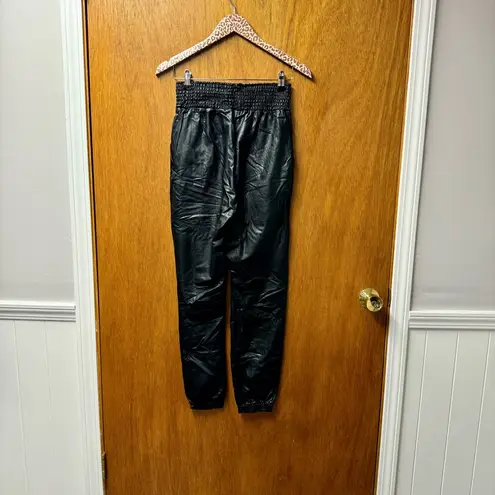 Commando Faux Vegan Leather Smocked Joggers High Rise Pants Black Small S