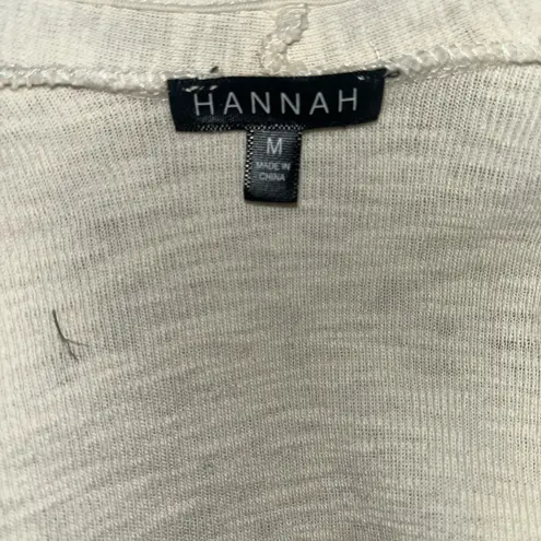 Hannah Women's Creme Boho Casual Floral Embroidered Cardigan Size Medium Tan