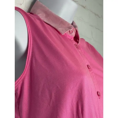 Lady Hagen Women's Golf Sleeveless Button Down Polo Shirt Pink Size S