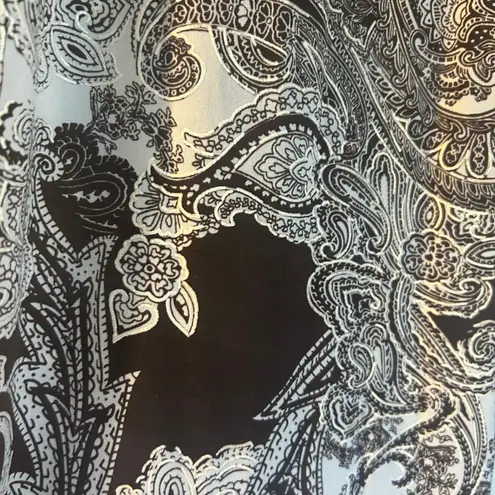 IMAN Easywear Pants SZ LG Brown Gold Trim Paisley Slinky Wide Leg Elastic Waist