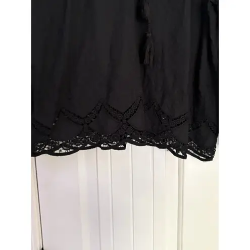 Cupcakes and Cashmere Blouse Top Womens Large Eyelet V-Neck Boho Tassels