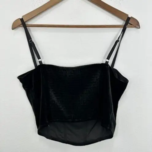 ASTR The Label Black Velvet Bustier Corset Top L Adjustable Straps Romantic NWT Size L