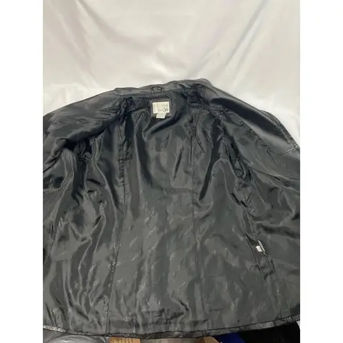 East 5th Black Zipup Front Wide Collar Leather Jacket Womens Medium