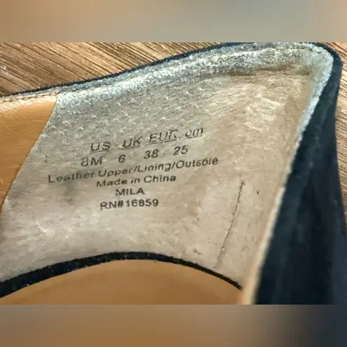 J. McLaughlin Black Suede “Mila” Slip-On Pumps Block Heel Excellent - 8