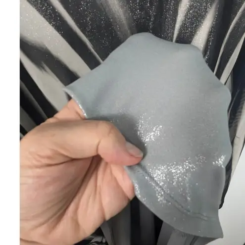 Alfani Sheer Zebra Print Metallic Midi Dress Mock Neck Long Sleeve Size M