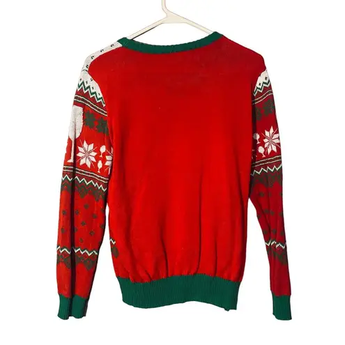 Well Worn Red Multi-Color Bright Holiday Ugly Christmas Knit Sweater Women Sz S