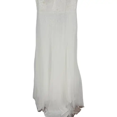 Lulus Love Perfection White Lace Tulle Pearl Beaded Maxi Dress Size M Size M