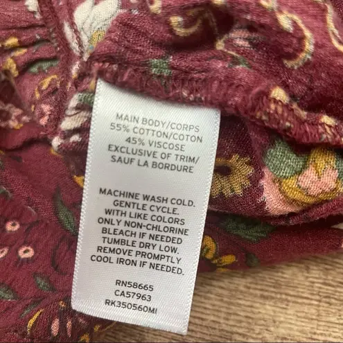 Wild Pearl Maroon Floral Strappy Back Dress Size Medium