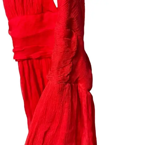 Forever 21 Red Poofy Crinkle Halter Mini Dress Medium