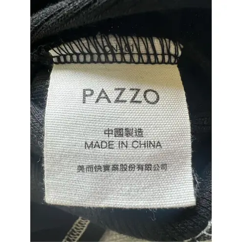 Pazzo Black Asymmetrical Waffle Knit Crop Top with Contrast Stitching Medium Black