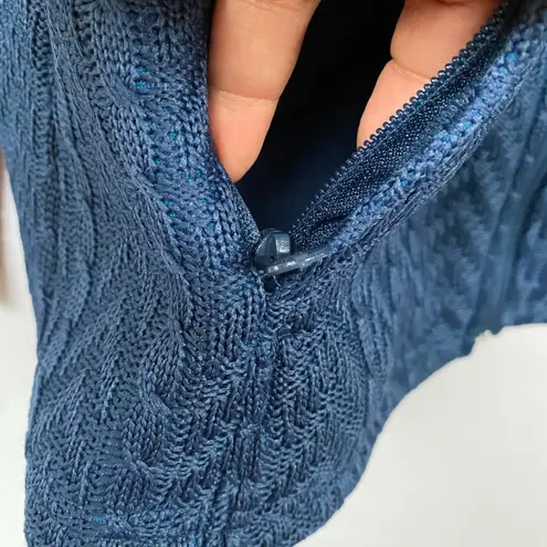 Boston Traders Blue Chevron Knit Full Zip Lined Jacket Womens Size L Outerwear