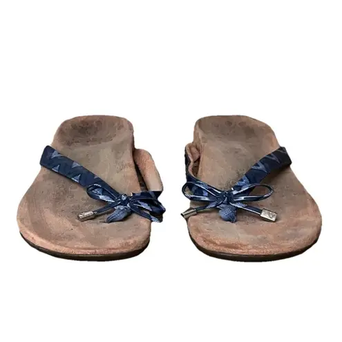 Vionic Women’s Flip Flops Size 9 Blue Geometric – Orthotic Beach Thong Sandal