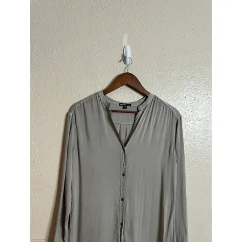 James Perse Collarless Tunic-Style Button Down Sheer Dress Womans Small