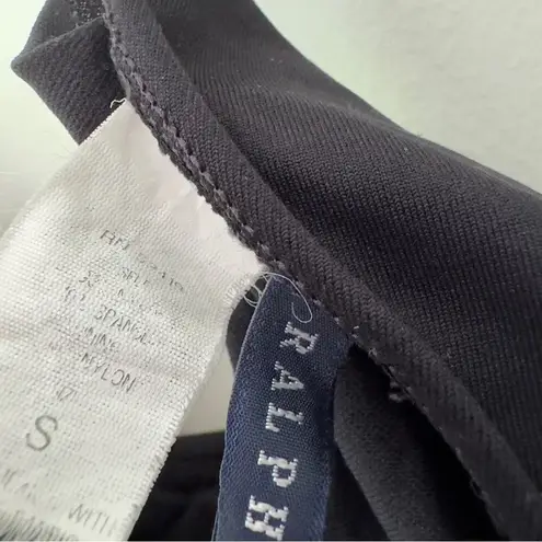 Ralph Lauren Vintage  Bikini Swim Top Ruffle Halter Logo Back Gold Beach Pool EUC