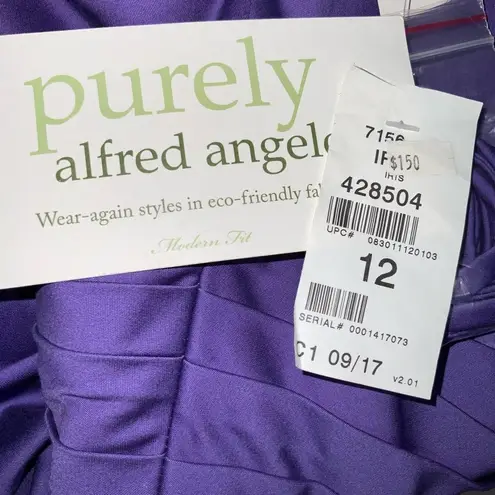 Alfred Angelo Purple Satin Strapless Bubble Hem Homecoming Prom Dress 12 NWT