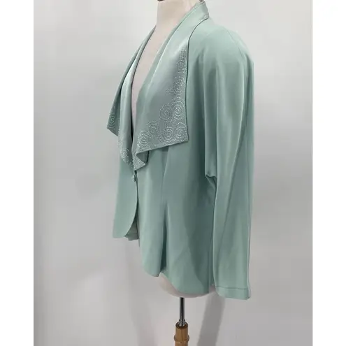 Vintage Daymor Couture Beaded Blazer Lady Jacket Single Button Pastel Mint 16 Green