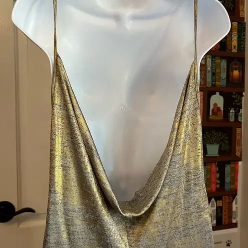 Anthropologie  Sleeveless Heather Shine Draped Back Maxi Dress Size Small