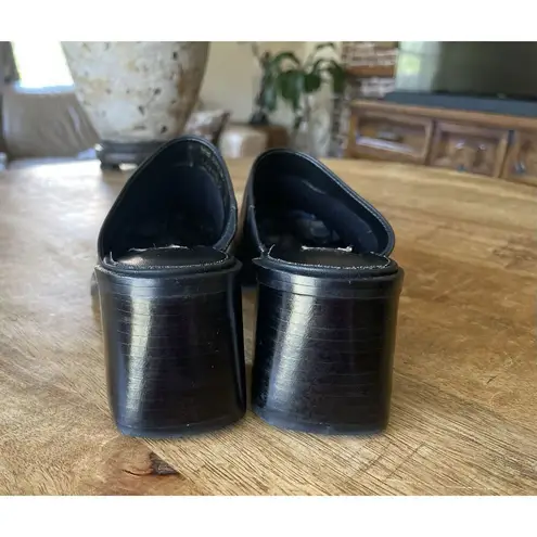 BRUNO® VALENTI Black Genuine Leather Block Heel Brazil Women’s Mules Size 6M