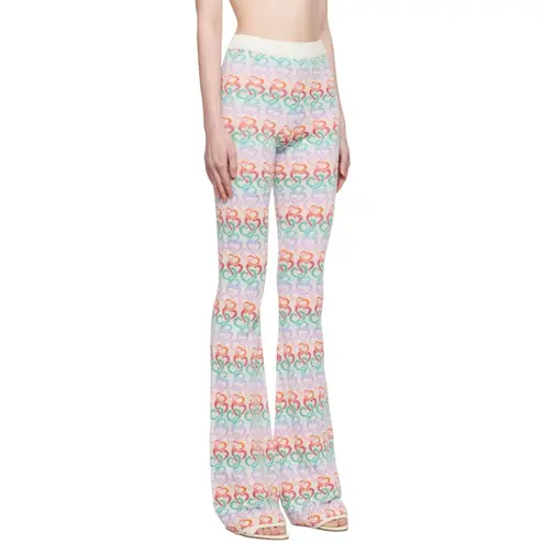 Marco Rambaldi Multicolor Heart Flare Knit Pants Small White