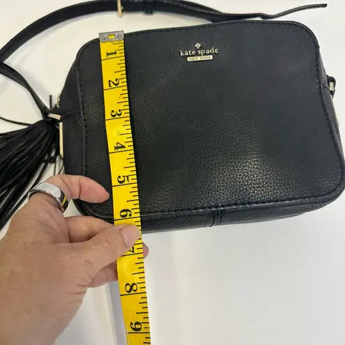 Kate Spade  New York Black Pebbled Leather Crossbody Bag with Tassel