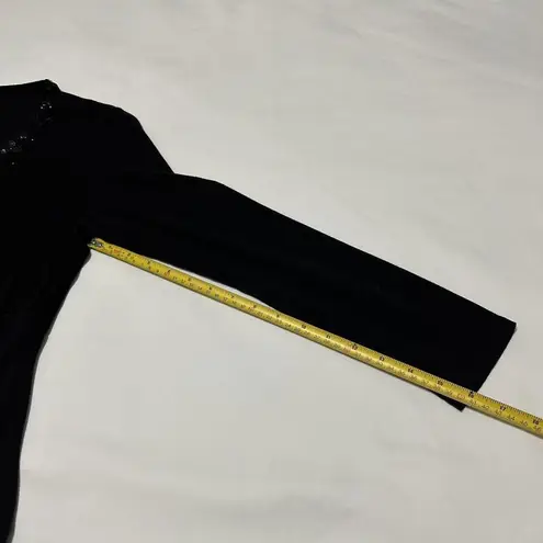 Lafayette 148 Sequin Embellished Neckline Long Sleeve T Shirt Top L Large