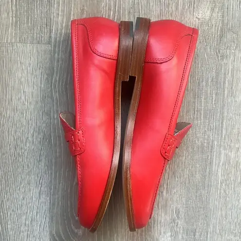 J.Crew  RYAN PENNY LOAFERS IN LEATHER BRILLIANT POPPY RED