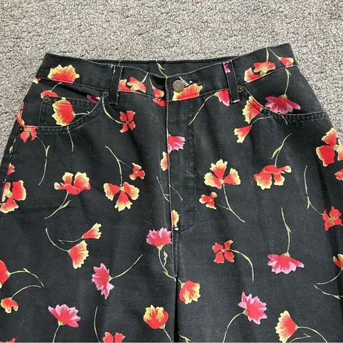 Vintage 90’s Floral Printed Black High Waist Jeans size 14 by Tattoo