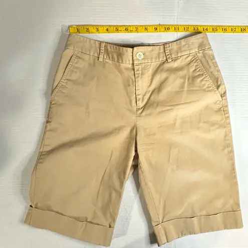 Ralph Lauren L-RL Lauren Active  Bermuda Shorts Women’s Off Beige Cuff Hem Sz 2