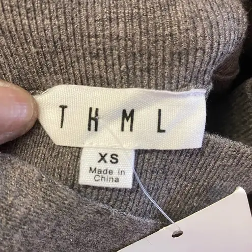 THML NEW  Saharan Gray Zebra Tie Waist Preppy Western Minimalist Sweater …