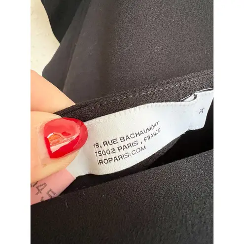 IRO Ruffled Crepe Singles Open V-Back Cropped Jumpsuit Black Women's FR/ 34 US 2