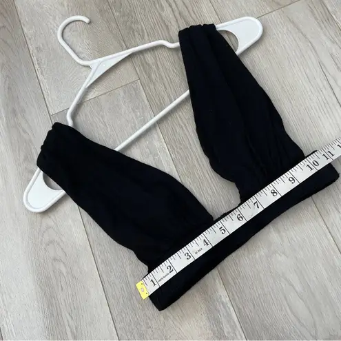 Indah Raina Bralette linen plunge crop top womens Black (small) going out party