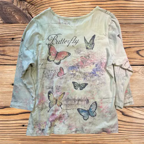 Women’s Large Butterfly Blouse from Dollywood Boutique Tan