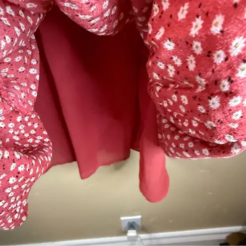 Rails  Everly Carmine‎ Daisies Shift Dress Red Ditsy Floral Long Sleeves Medium