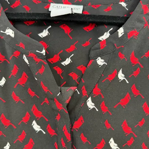 Catherines Cardinal Print Split Neck Long Sleeve Tunic Top plus size 2X (22/24W) - Image 2
