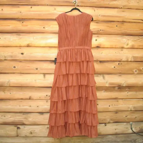 Mac Duggal 49287 Womens Sparkle Ruffle Layered Maxi Gown Dress