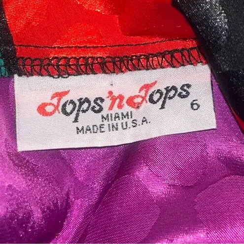 RARE NWT DEADSTOCK Vintage 80s Abstract Picasso Satin Bat Sleeve Loose Top 6 Black Size M