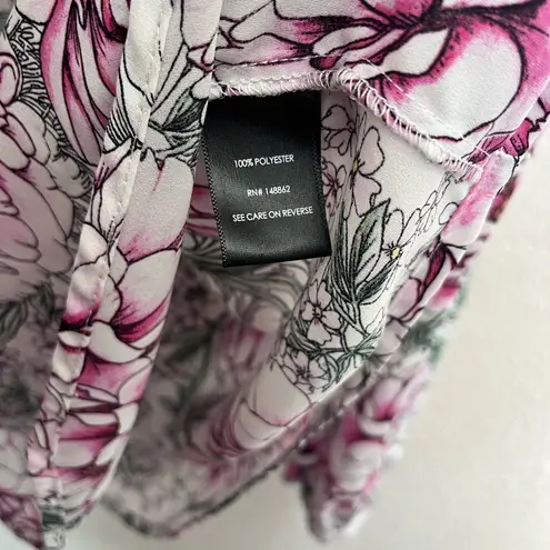 Torrid  Size 1 Georgette Bow Tie Blouse Top Floral Print with Peonies