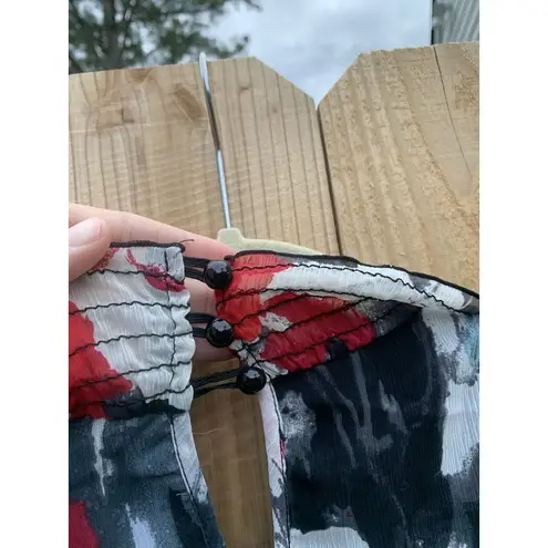 Byer California A Byer Print Sleeveless Top Size Medium Black Grey Red Artsy‎ High Neckline