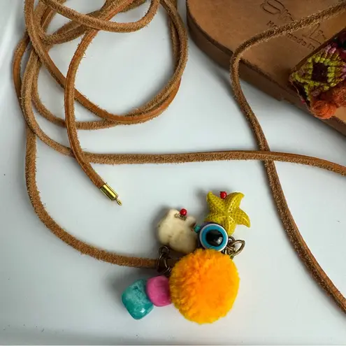 Elina Linardaki Gladiator Penny Lane Sandals Sz 38 Lace Tie Up Tassel Charms Pink