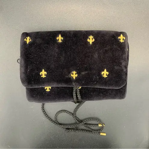 Oscar de la Renta VTG Gold Fleur De Lis Travel Makeup Jewelry Bag Foldable