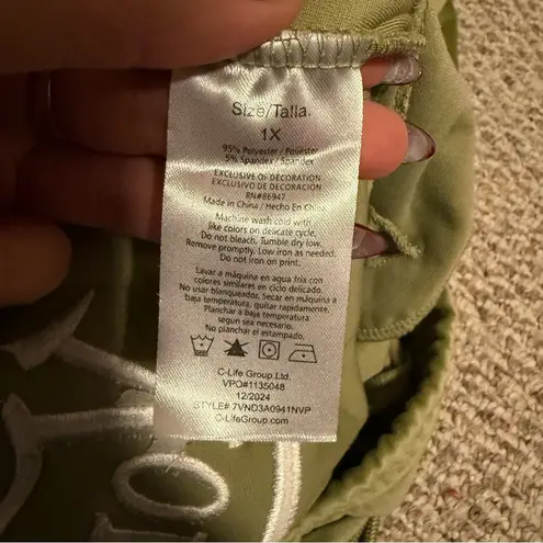 Von Dutch Velour Matching Set Wide Leg Track Pant Tube Top Olive Green- Size 1X