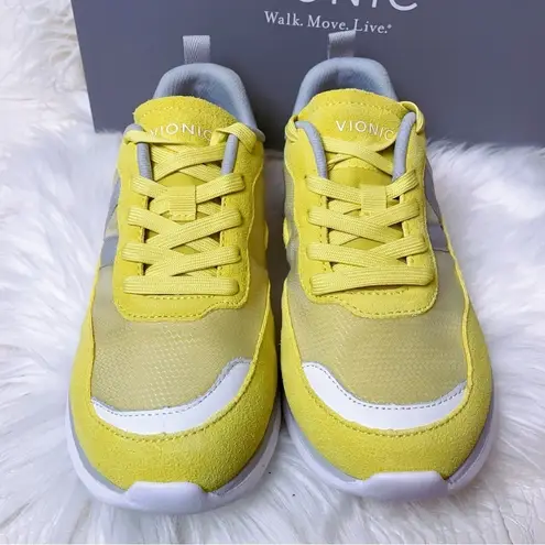 Vionic Ayse Womens Suede Trim Lace Up Athletic Running Shoes in Yellow Size 6