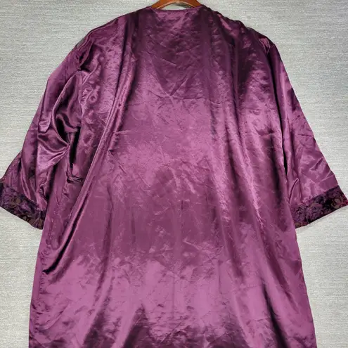 Jaclyn Smith VTG Burnout Velvet Kimono Womens L Purple Floral Lounge Long Robe