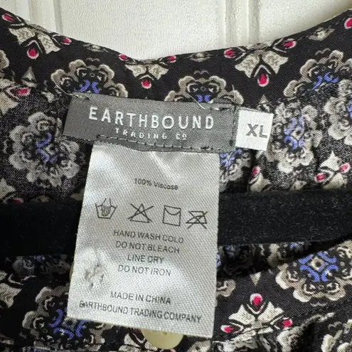 Earthbound  Trading Co black keyhole lightweight tunic/short dress size XL F38