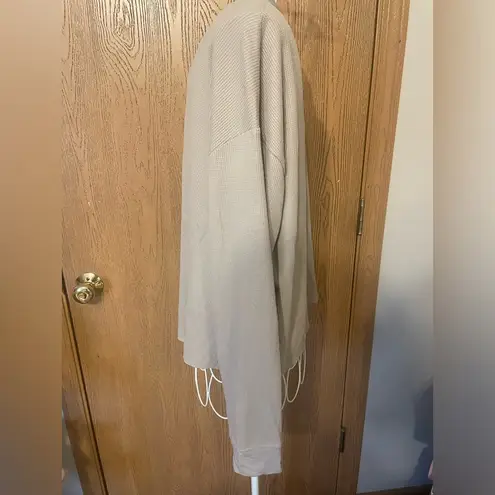 Double Zero  Waffle Knit Long-Sleeve Relaxed-Fit Top