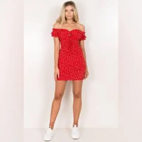 Sundae Muse Archie Red Floral Mini Peasant Dress size 8